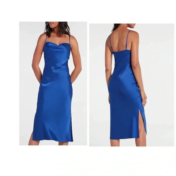 Shinestar Dresses & Skirts - 🆕Shinestar Satin Split Hem Cami Dress Royal Blue XS🆕